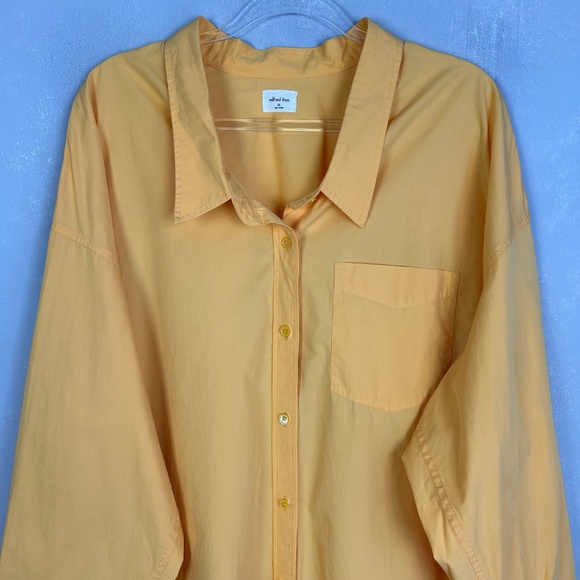 Aritzia Wilfred Free size 2XL long sleeve button up poplin relaxed yellow NEW - Picture 2 of 13